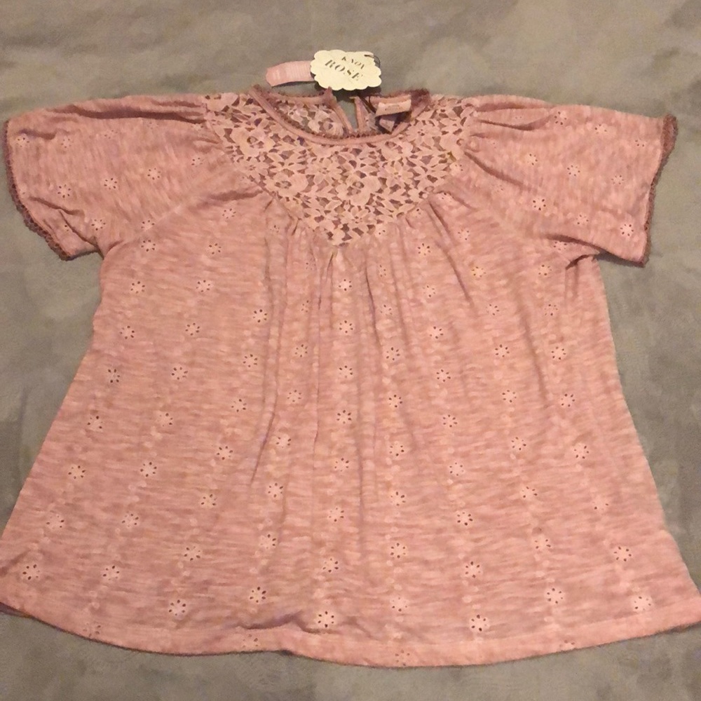 Knox Rose pink blouse w/ lace - L